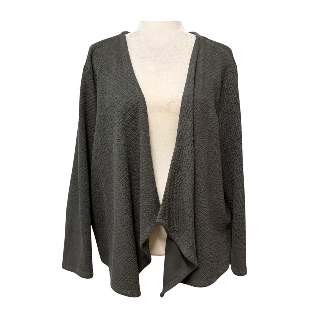 Pure Jill Tunic Cardigan Womens XL Open Front Quilted Diamond Textured Waffle